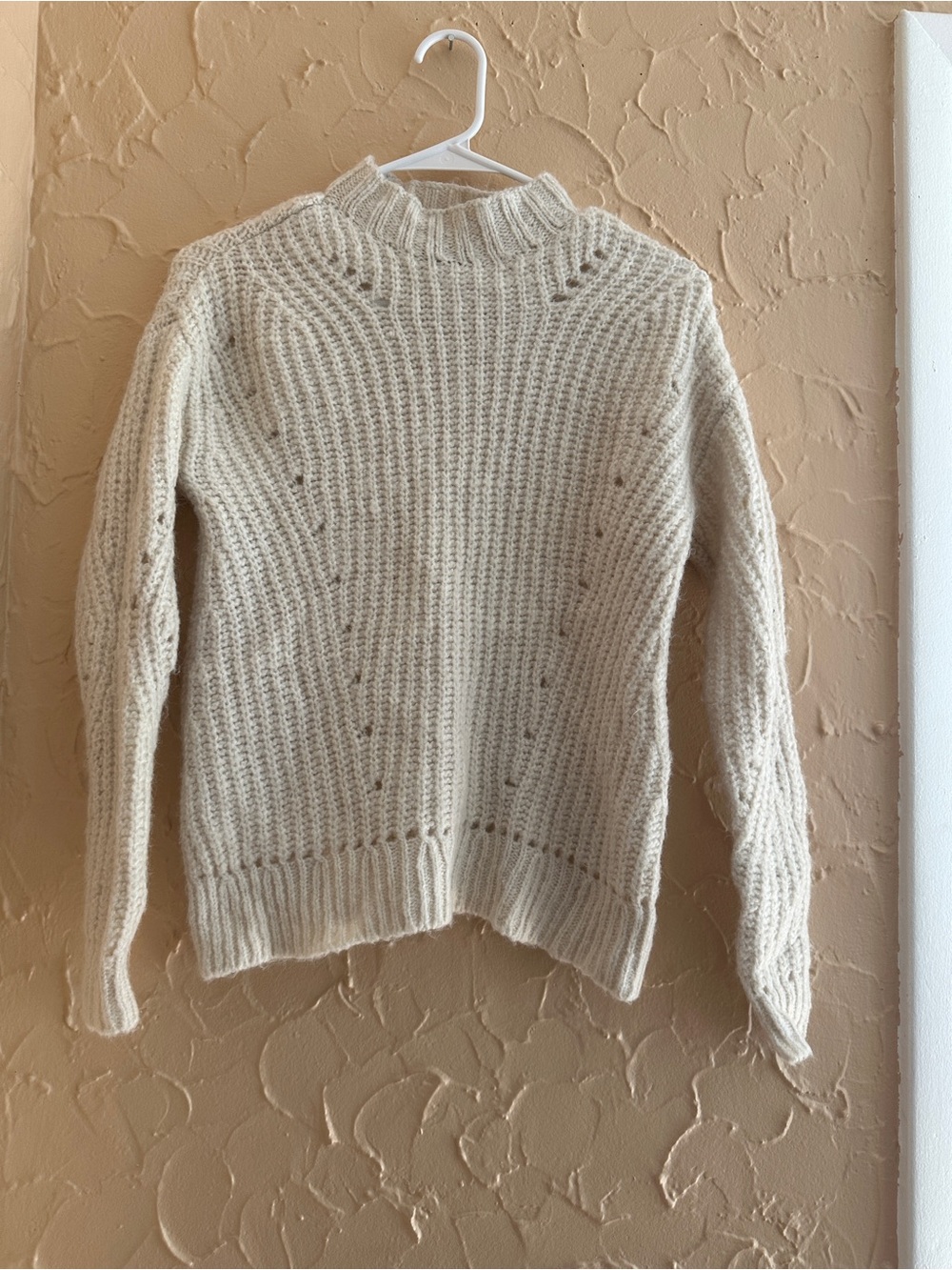 American Eagle Outfitters Cream Chunky Mock Neck Sweater